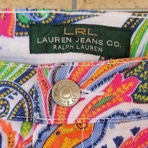 Women's LRL Lauren Jeans Co Multicolor Floral Jeans sz 10 Modern Straight Modern